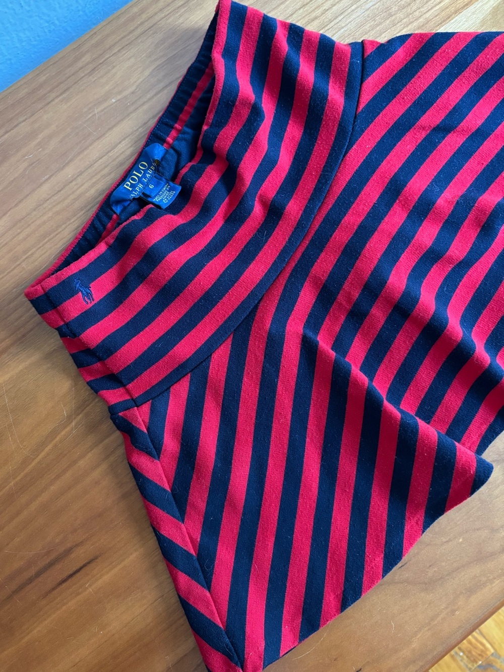 Polo by Ralph Lauren Girls Red and Navy Striped Skorts Size 6